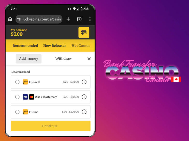 Top Interac casino Canada - LuckySpins